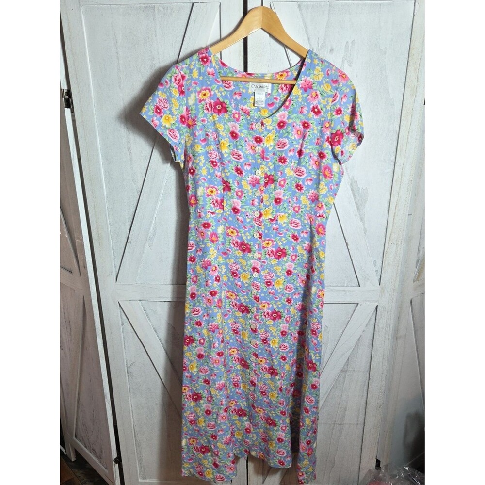 Chadwick's Floral Button Front Maxi Dress Size 10